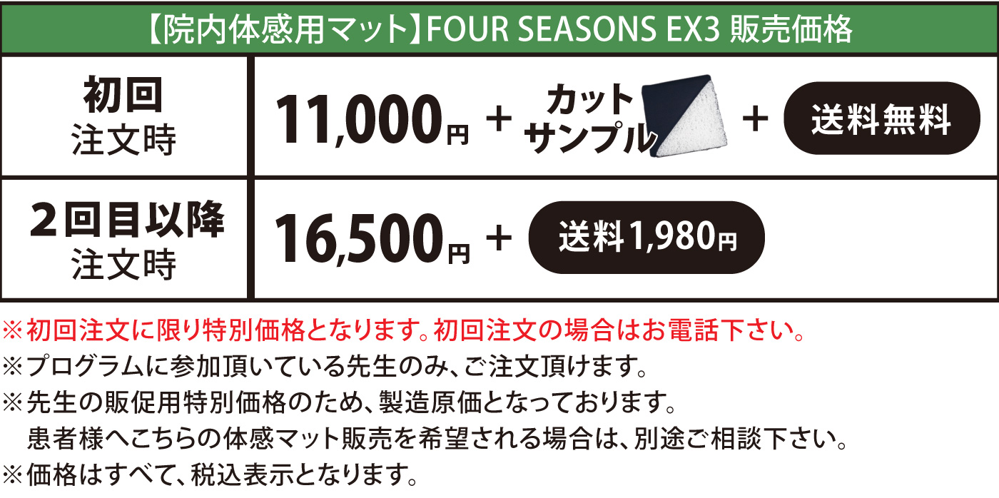 FOUR SEASONS EX3体感マット価格についての注意事項